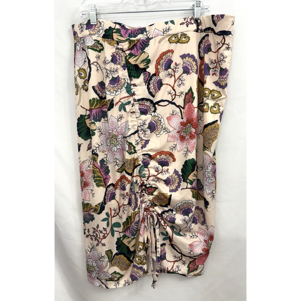 Eloquii Floral Stetch Knit Floral‎ Skirt Womens Plus Size 20 Gathered Drawstring